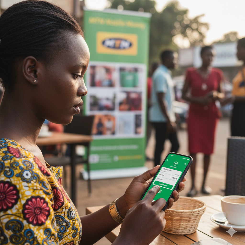 Customer paying online using MTN Mobile Money Uganda