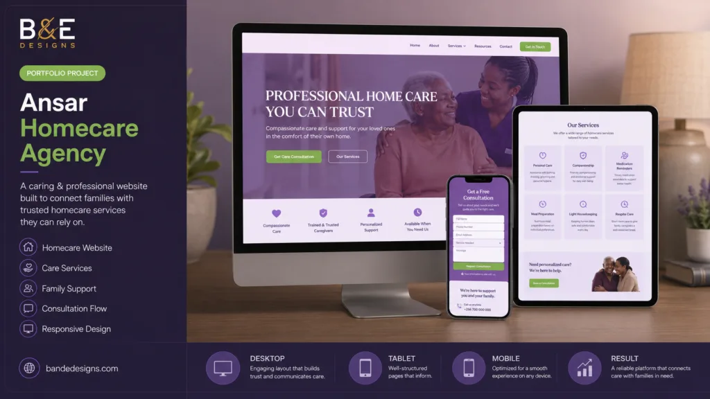 ansar homecare agency website thumbnail