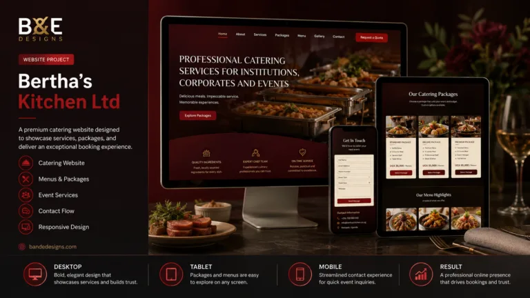 Bertha's Kitchen website by B&E Designs