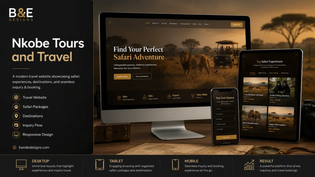 Nkobe Tours and Travel website by B&E Designs